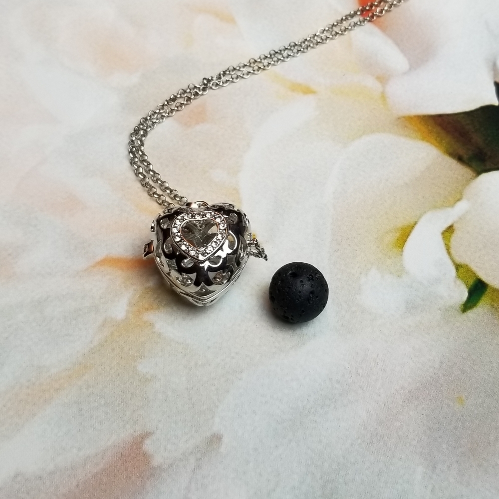 Lava Rock Heart Pendant